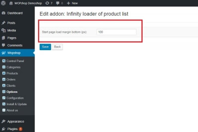 Infinity loader of product list