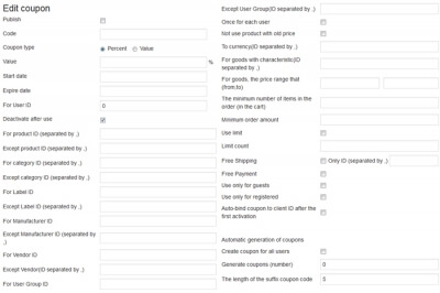 Coupons extra fields